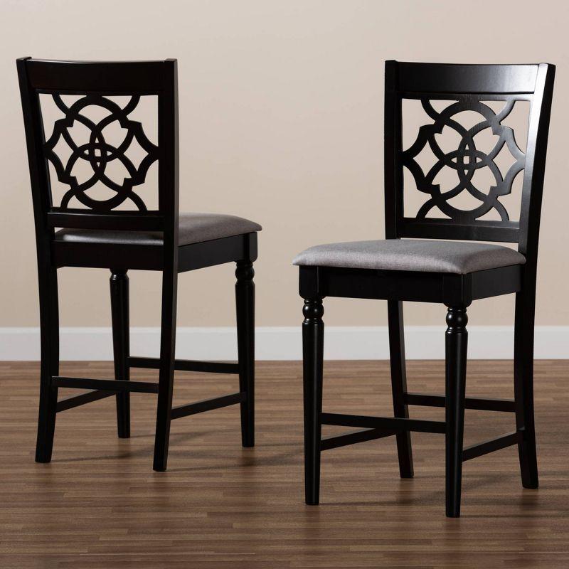 Baxton Studio Set of 2 Arden Upholstered Wood Counter Height Barstools: Espresso Finish, Polyurethane