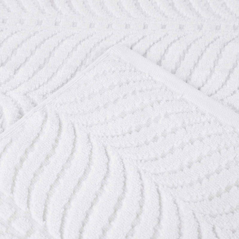 Chevron Zero Twist Cotton Jacquard 3 Piece Bathroom Towel Set, White - Blue Nile Mills