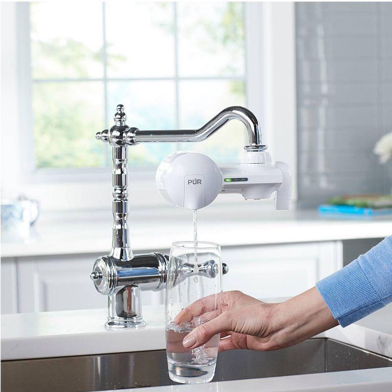 PUR Faucet Mount Water Filtration System, Powerful Filtration with Lead Reduction, Horizontal, White, PFM150W