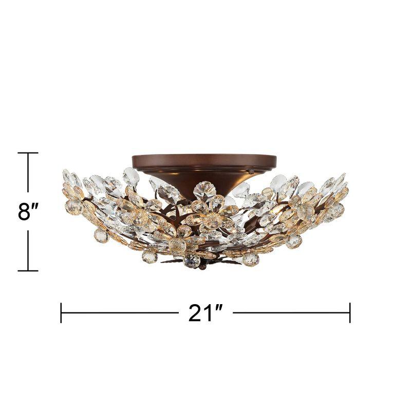 Vienna Full Spectrum Blooms Vintage Ceiling Light Semi Flush Mount Fixture 21" Wide Weathered Brown 5-Light for Bedroom Kitchen Living Room Hallway