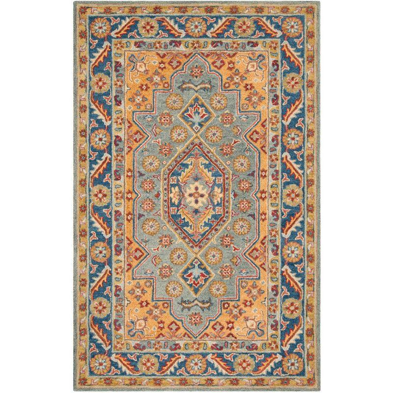 Hand-Tufted Blue and Gold Wool Area Rug 3' x 5'