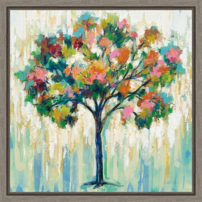 Colorful Abstract Blooming Tree Canvas Wall Art Print