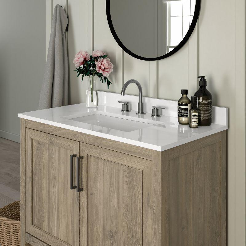 Emma and Oliver Bathroom Vanity, Single Sink Cabinet with 2 Soft Close Doors and Open Shelf, Carrara Marble Finish Countertop