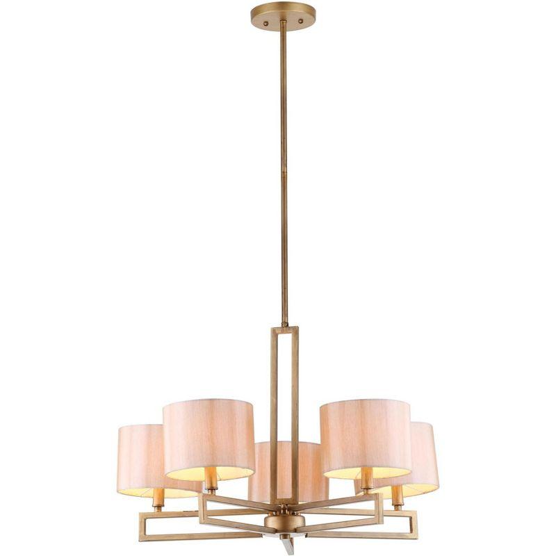 Contemporary 53.5'' Antique Gold Steel Drum Chandelier with Cream Shades