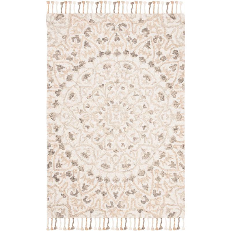 Handmade Ivory Wool Tufted Rectangular Rug 3' x 5'