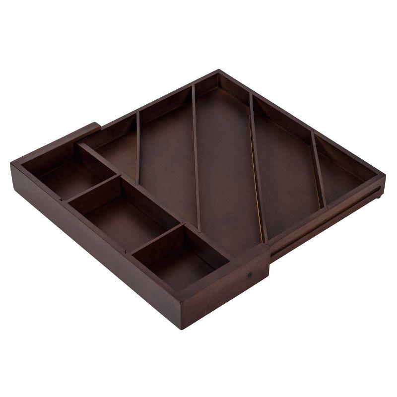 Expandable Walnut Bamboo Diagonal Drawer Organizer