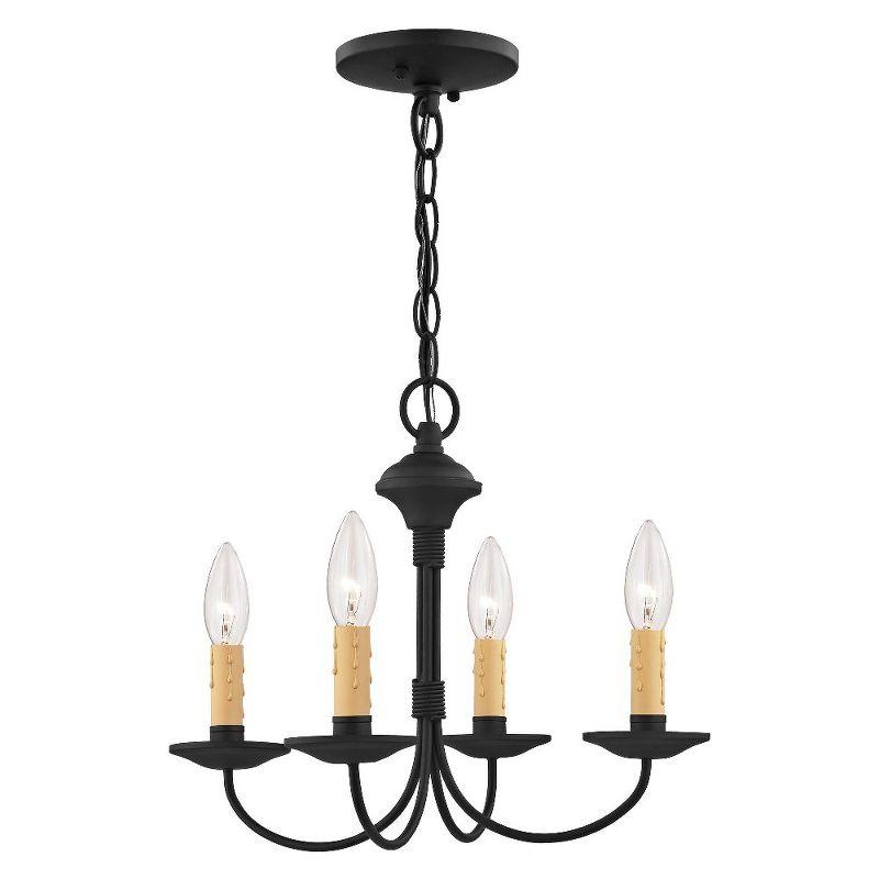 Black 4-Light Mini Chandelier with Candelabra Bulbs