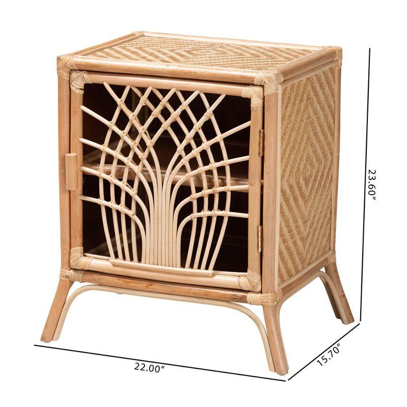 bali & pari Danna Modern Bohemian Natural Brown Rattan Nightstand