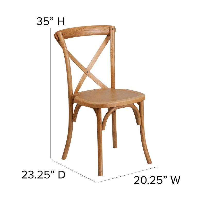 Oak Wood Cross Back Stackable Dining Chair