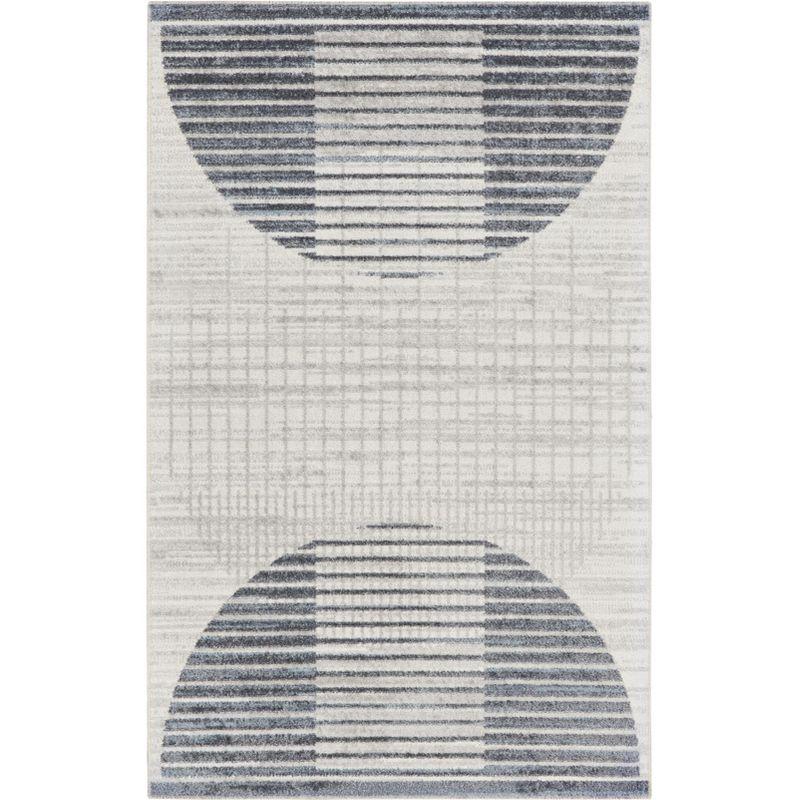 Nourison Washable Astra Semi Circles Mid-Century Modern Indoor Flatweave Area Rug