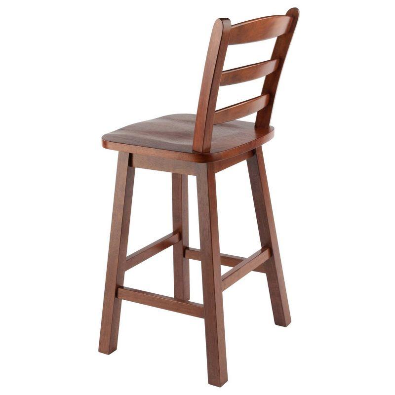 Scalera Ladder Back Swivel Seat Barstool Walnut - Winsome: Fixed Height, Wood Frame, 220lb Capacity