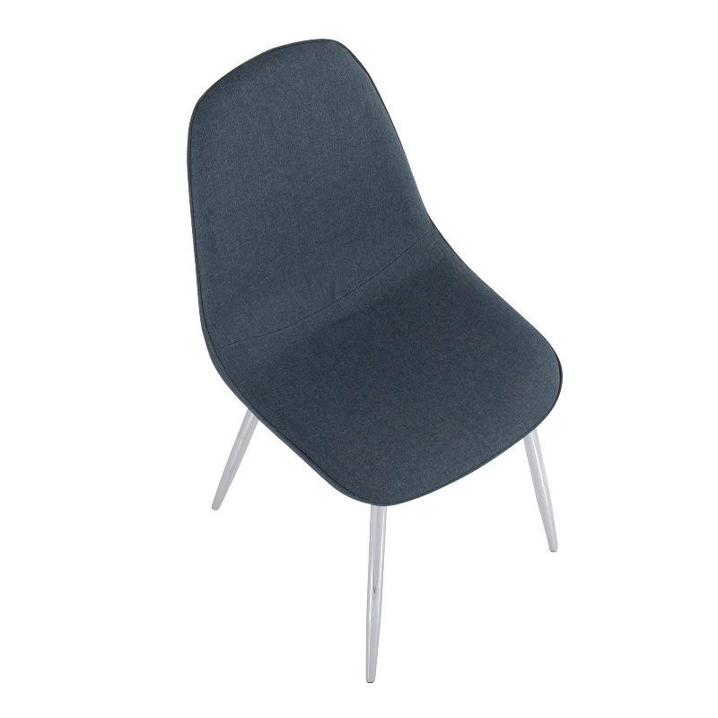 Set of 2 Pebble Metal/Polyester Dining Chairs with Chrome Legs Blue - LumiSource: Steel Frame, Foam Cushion, Spot Clean