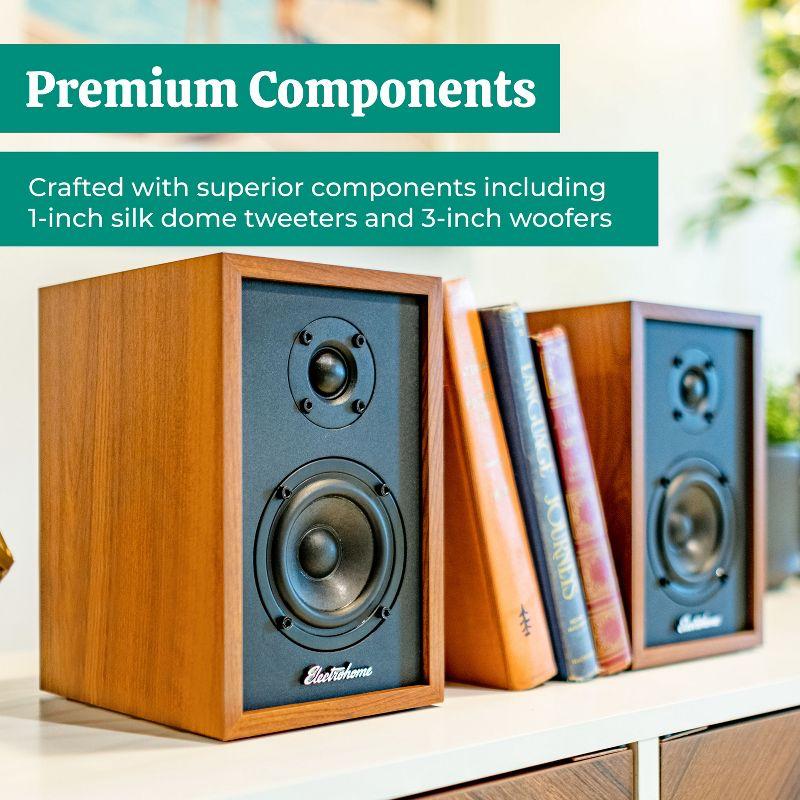 Electrohome Montrose Vinyl Record Player with Berkeley Powered Bluetooth Bookshelf Speakers for Warm Natural Sound, Teak - Teak