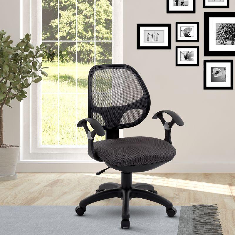 Sleek Black Mesh & Fabric Adjustable Task Chair with Swivel Base