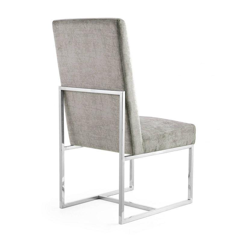 Element Velvet Dining Chair Steel - Manhattan Comfort: High-Back, Armless, Stainless Steel Base