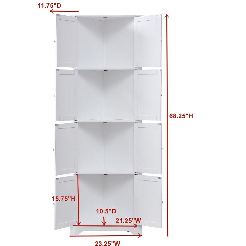 Kings Brand Furniture Lyons 4-Tier Corner Kitchen Pantry Storage Cabinet with 8 Doors, White