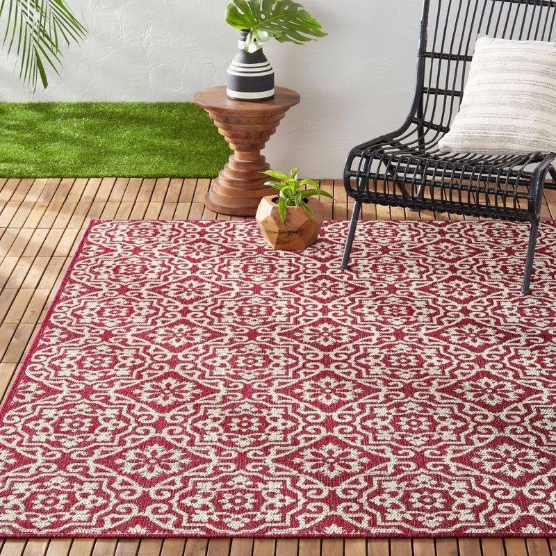 Nicole Miller New York Patio Country Danica Geometric Indoor/Outdoor Area Rug, Pink/Ivory