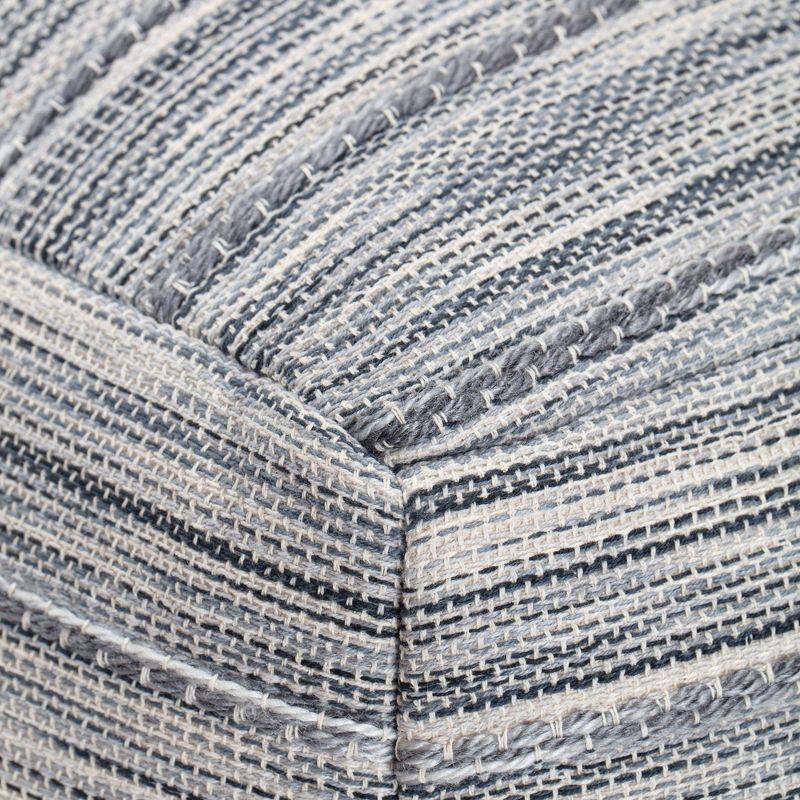 Joya Pouf Blue/Ivory - Anji Mountain: Square Unupholstered, Spot Clean, Fair Trade Certified, 17" Height