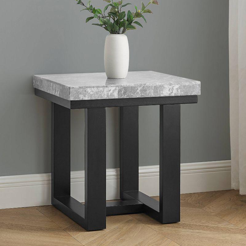 Lucca Gray Marble End Table Espresso - Steve Silver Co.