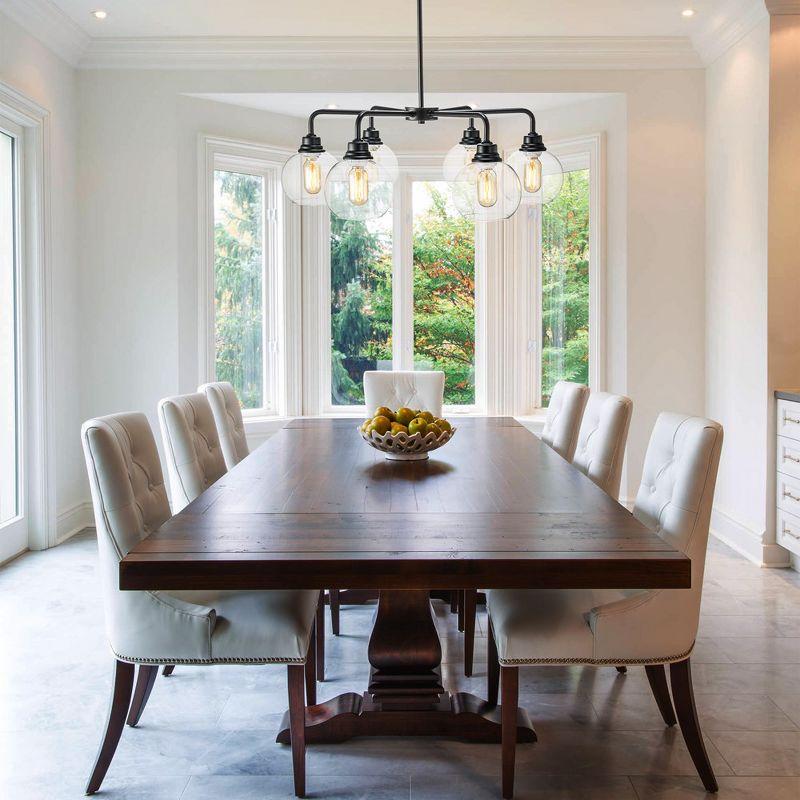 C Cattleya 6-Light Black Chandelier with Clear Glass Globes