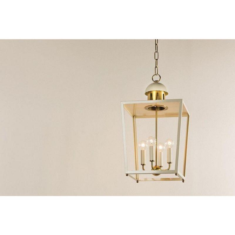 Mitzi June 4 - Light Pendant in  Aged Brass/Soft Cream Clear Shade