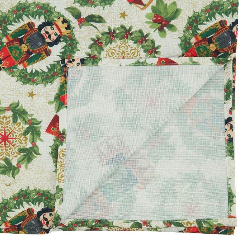 Nutcracker Design Red and Green Polyester Table Runner