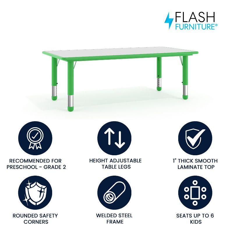 Flash Furniture 23.625"W x 47.25"L Rectangular Plastic Height Adjustable Activity Table