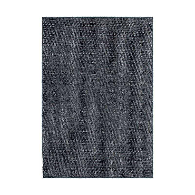 Contemporary Blue Synthetic 5' x 7' Flatweave Area Rug