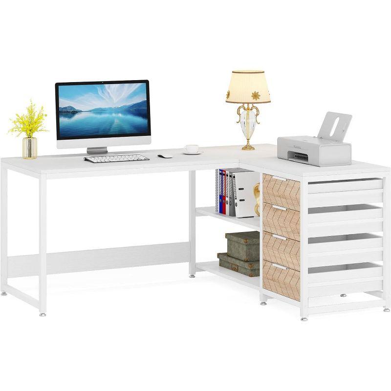 Tribesigns 59" L-Shaped Computer Desk, Reversible Corner Office Desk for Home Office, White