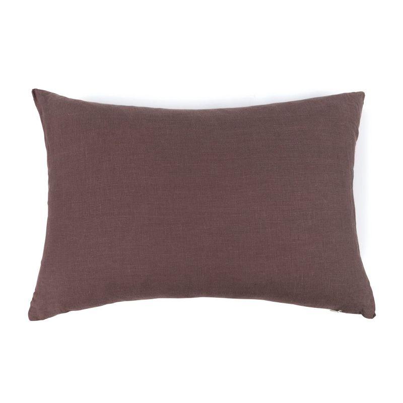 French Linen Decorative Throw Pillow - 22" x 15" - Clove | Bokser Home