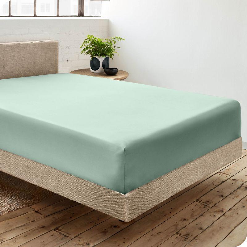 Bare Home 260 Thread Count Organic Cotton Percale Fitted Sheet