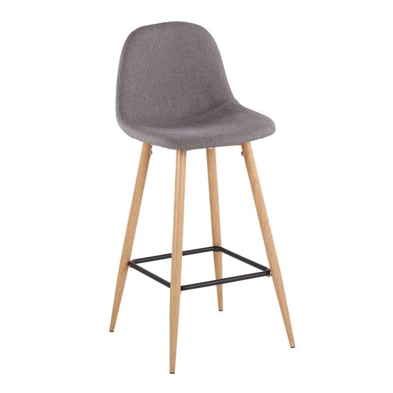 Set of 2 Pebble Metal Polyester Barstools Natural/Charcoal - LumiSource: Steel Frame, Tapered Legs, Comfy Seat
