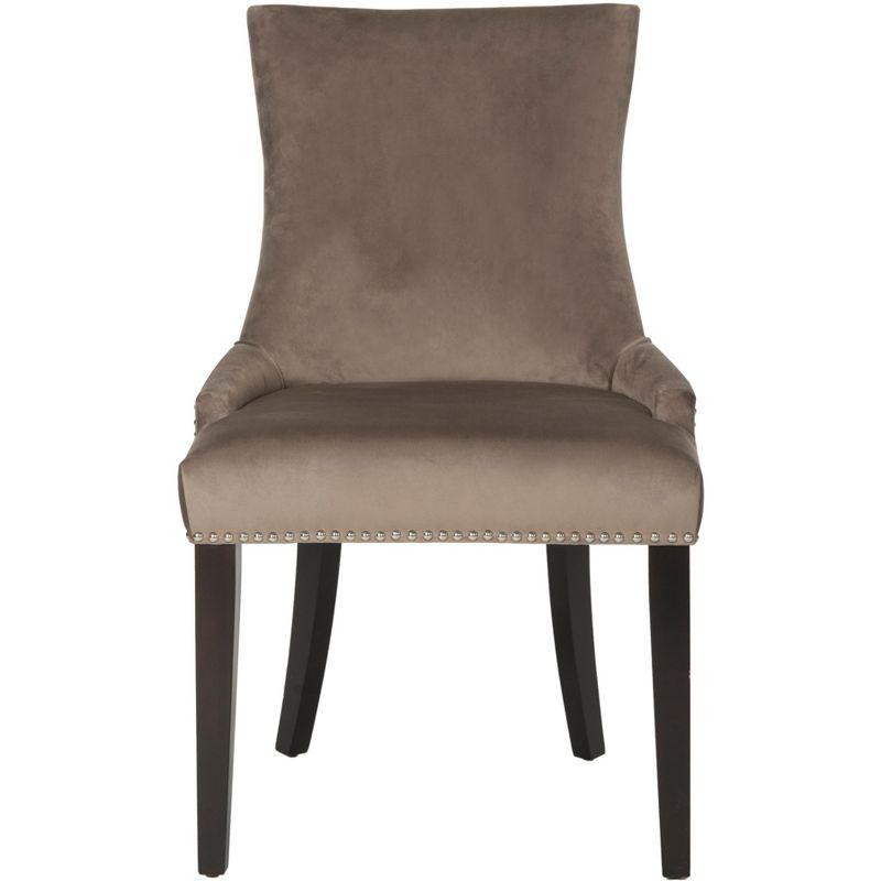 Lester 19"H Dining Chair (Set of 2) with Nickel Nail Heads - Mushroom - Safavieh