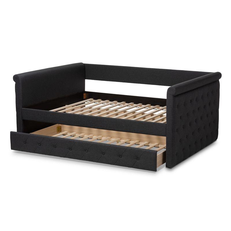 Full Alena Daybed with Trundle Dark Gray - Baxton Studio: Upholstered Bedroom Furniture, No Box Spring Needed