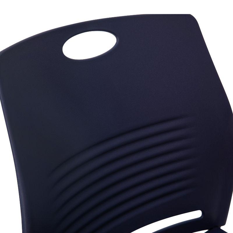 Navy Armless Plastic Stacking Reception Chair with Steel Base