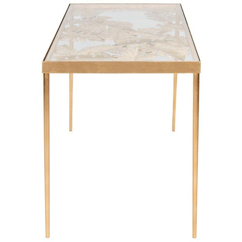 Leilani Palm Leaf Desk - Gold Leaf/Glass - Safavieh