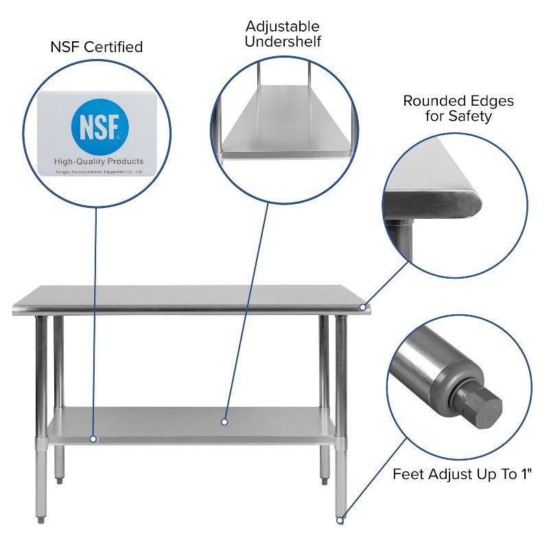 Stainless Steel 48" Commercial Work Table with Undershelf