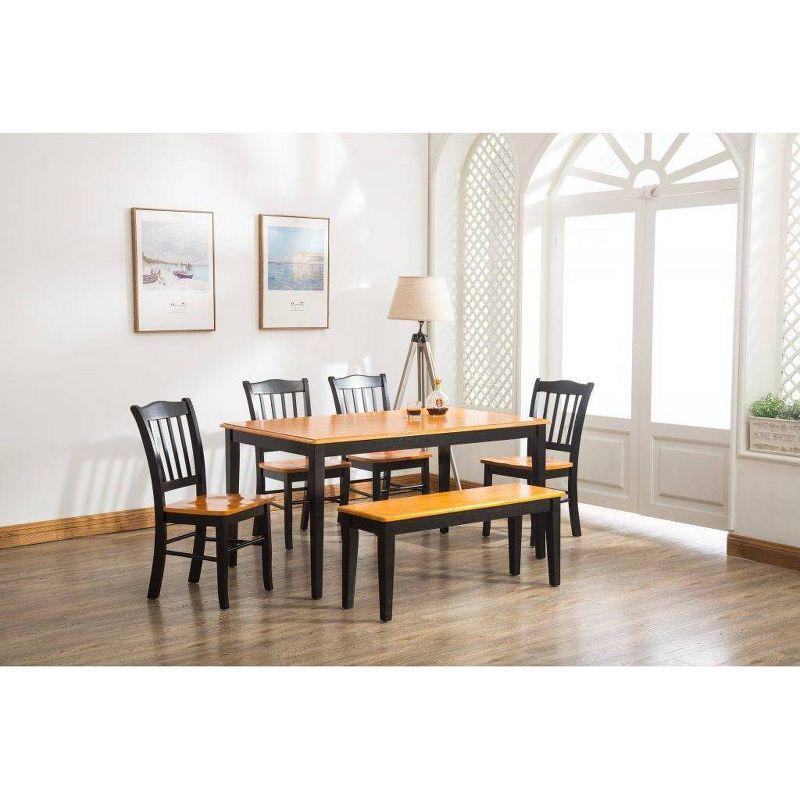 Boraam 6pc Shaker Dining Set Wood/Black/Oak : Includes Bench, Mid-Century Modern Style, Seats 6
