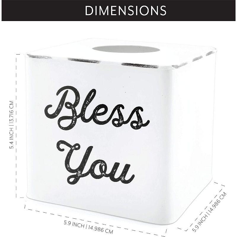 AuldHome Design Square Tissue Box Cover; Modern Farmhouse Enamelware Tissue Holder