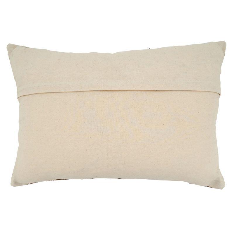 Saro Lifestyle Printed + Embroidered Pillow - Poly Filled, 16"x24" Oblong, Mocha