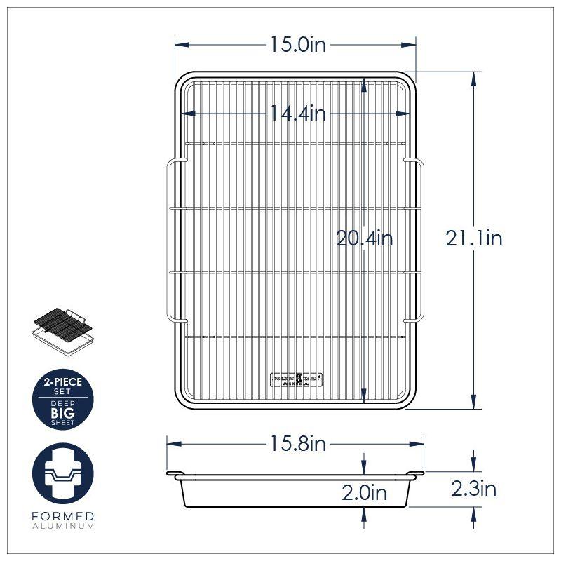 Extra Large Silver Aluminum Non-stick Cookie Sheet with Rack