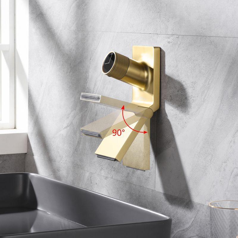 Sumerain Adjustable Aerator Wall Mount Bathroom Sink Faucet With Swiveling Waterfall Brass Spout