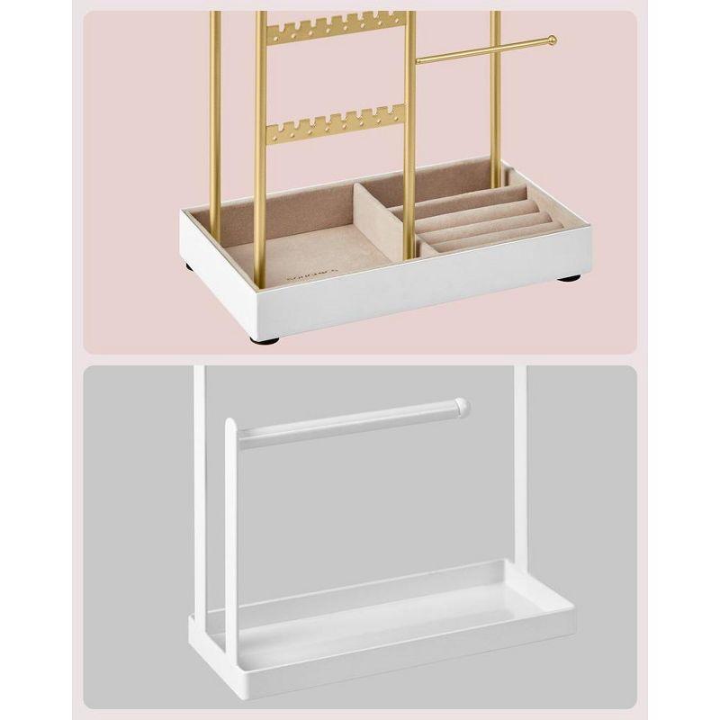 Jewelry Holder, Jewelry Organizer, Jewelry Display Stand with Metal Frame and Velvet Tray, Necklace Earring Bracelet Holder,Rings, Gold