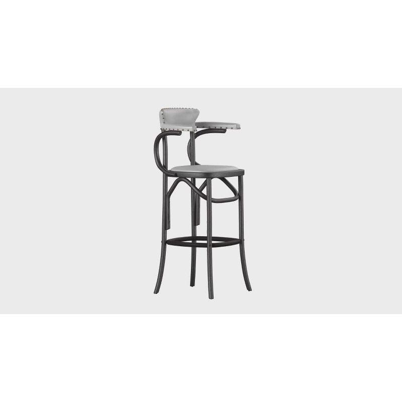 Kenny Bar Stool  Brass Nail Heads - Antique Black - Safavieh