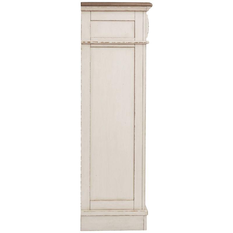 Charming Cottage White 5-Drawer Chest with Distressed Wood Top