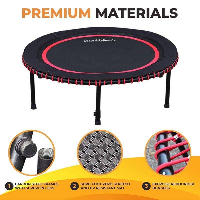 LEAPS & REBOUNDS Round Mini Fitness Trampoline & Rebounder Indoor Home Gym Exercise Equipment Low Impact Workout for Adults