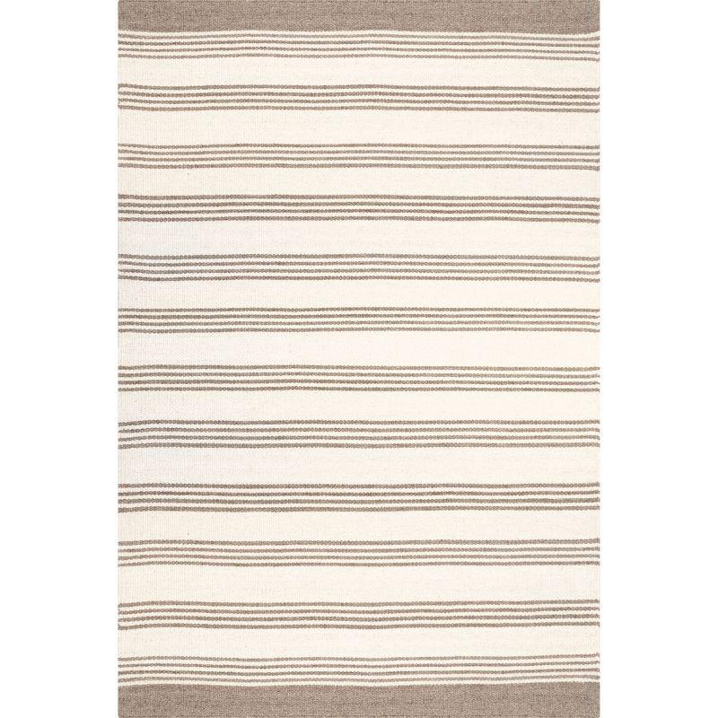 Sage Striped Wool-Blend Square Area Rug, Handmade and Non-Slip