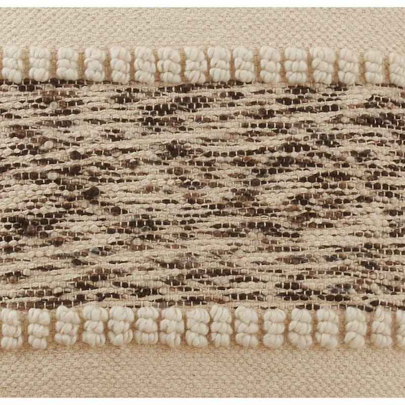 Ivory and Dark Woven Textured Square Throw Pillow