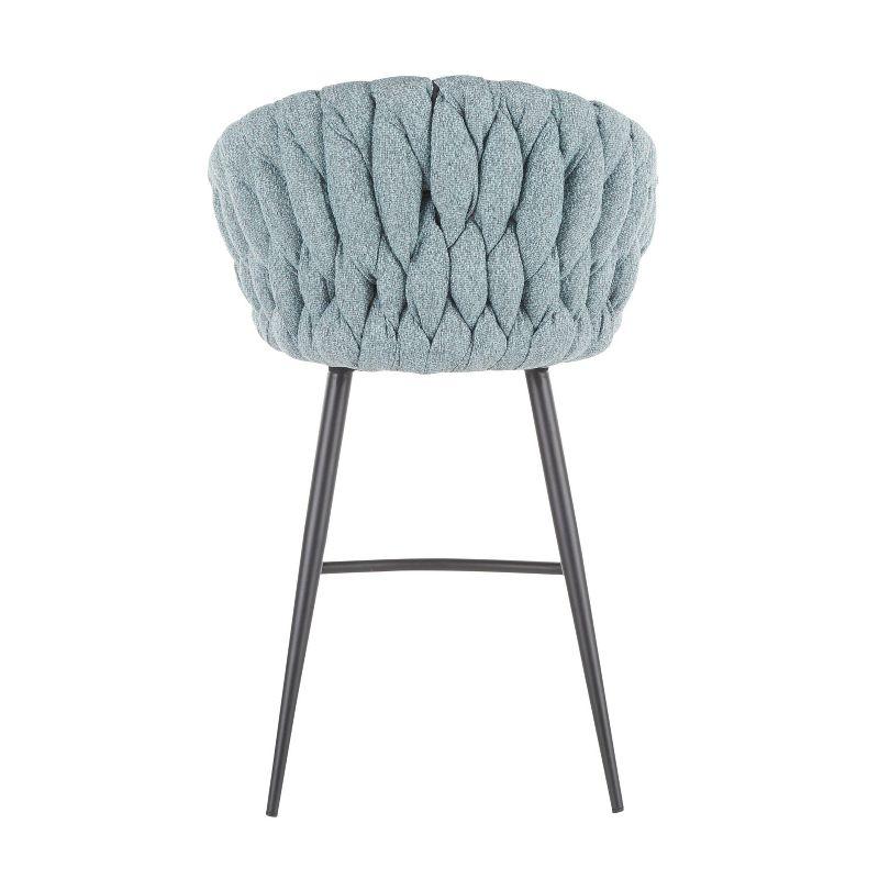 Sleek 23'' Contemporary Blue and Gray Braided Fabric Counter Stool