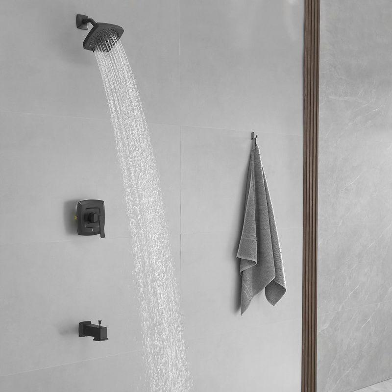 Single Handle 2-Spray Rainfall Square Shower Faucet Set 1.8 GPM with Tub Spout Combo High pressure